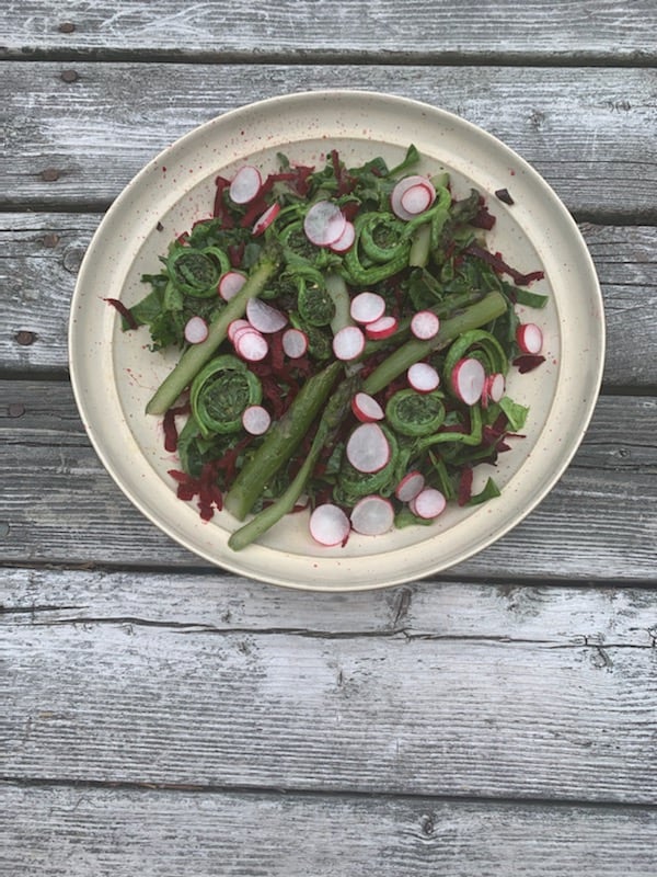 Nova Scotia inspired salad using Fiddleheads, Asparagus and Radish ...
