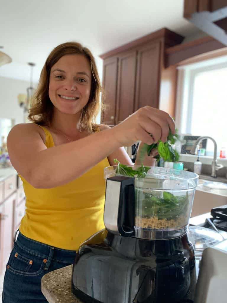 Melissa Making the Pesto